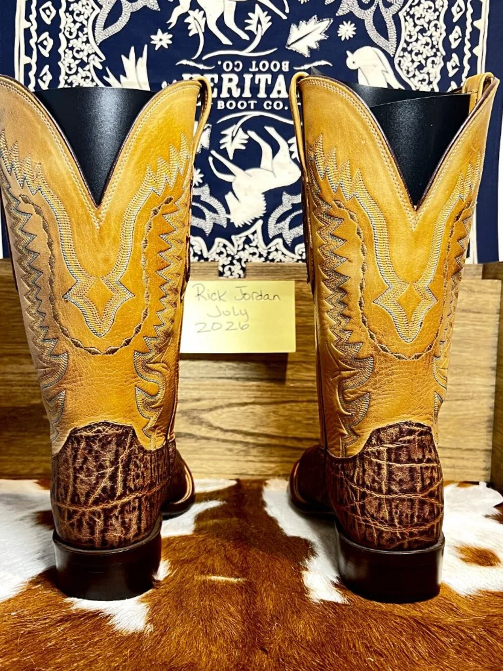 Lucchese Safari Burnished Tan Exotic Leather Cowboy Boots fits a 10D/10E
